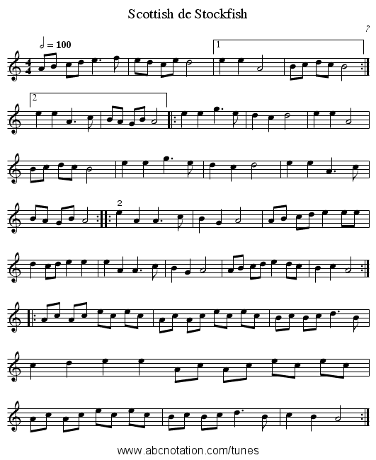 Scottish de Stockfish - staff notation