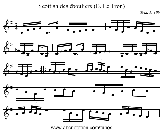 Scottish des ébouliers (B. Le Tron) - staff notation