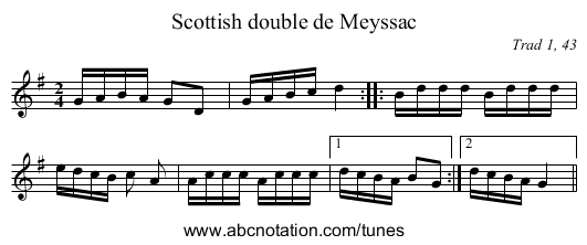 Scottish double de Meyssac - staff notation