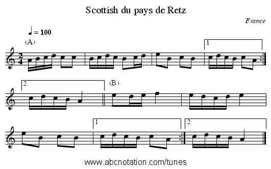 Scottish du pays de Retz - staff notation