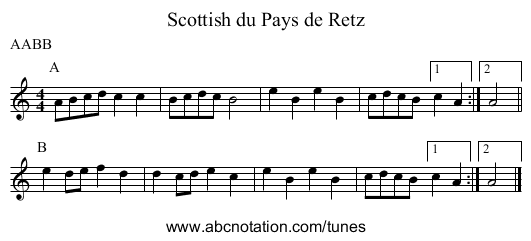 Scottish du Pays de Retz - staff notation