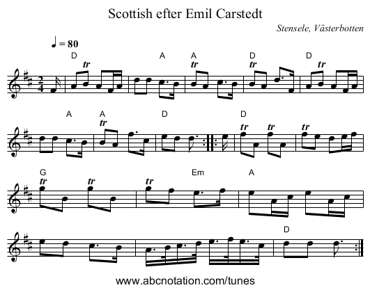 Scottish efter Emil Carstedt - staff notation