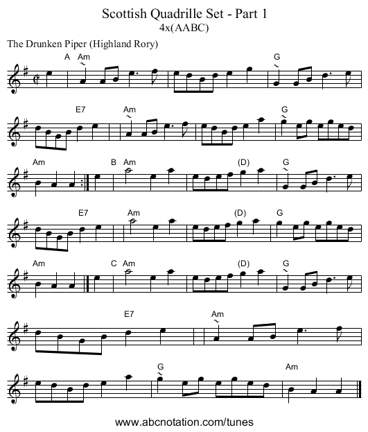 Scottish Quadrille Set - Part 1 - staff notation