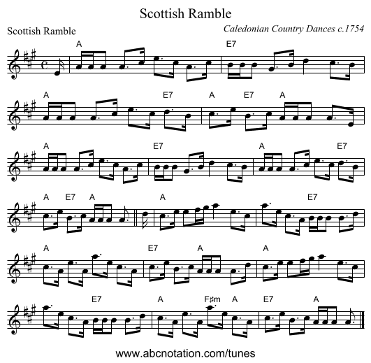 Scottish Ramble - staff notation