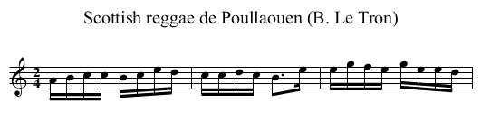 Scottish reggae de Poullaouen (B. Le Tron) - staff notation