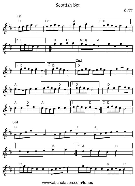 Scottish Set - staff notation