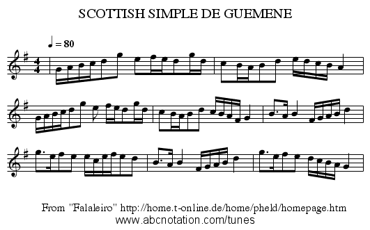 SCOTTISH SIMPLE DE GUEMENE - staff notation