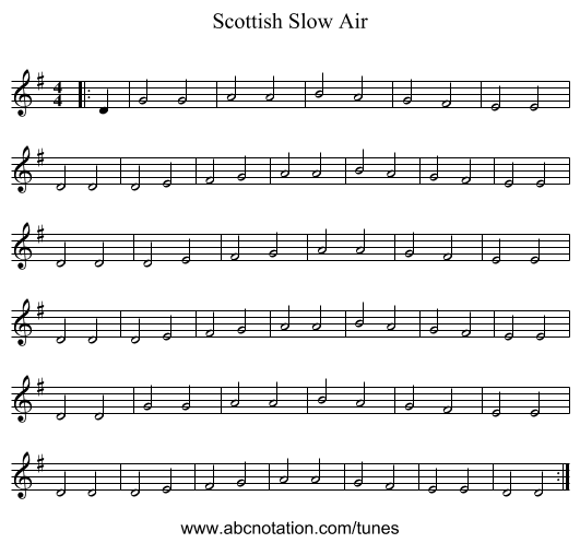 Scottish Slow Air - staff notation