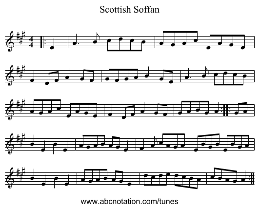 Scottish Soffan - staff notation