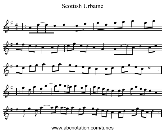 Scottish Urbaine - staff notation
