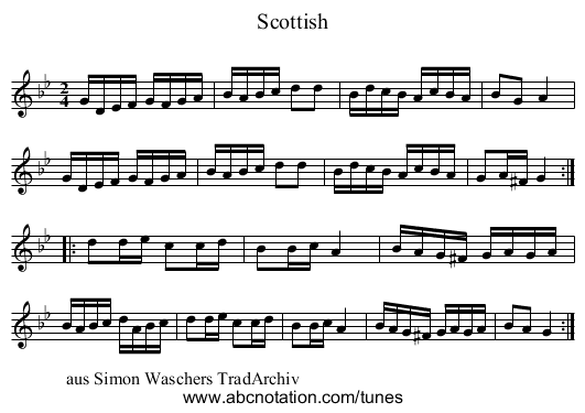 Scottish - staff notation