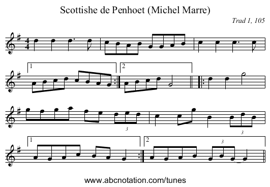 Scottishe de Penhoet (Michel Marre) - staff notation