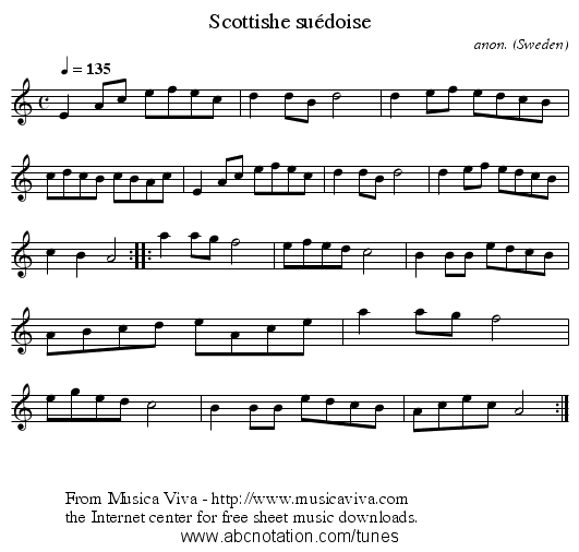 Scottishe su&eacute;doise - staff notation