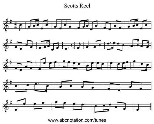 Scotts Reel - staff notation