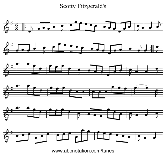 Scotty Fitzgerald's - staff notation