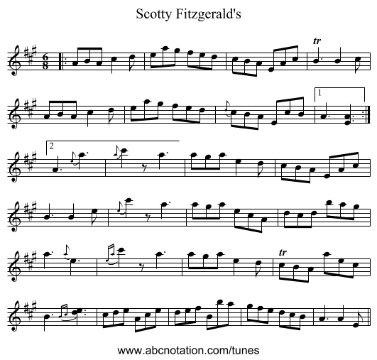 Scotty Fitzgerald's - staff notation