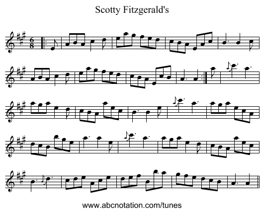 Scotty Fitzgerald's - staff notation
