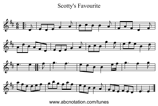 Scotty's Favourite - staff notation