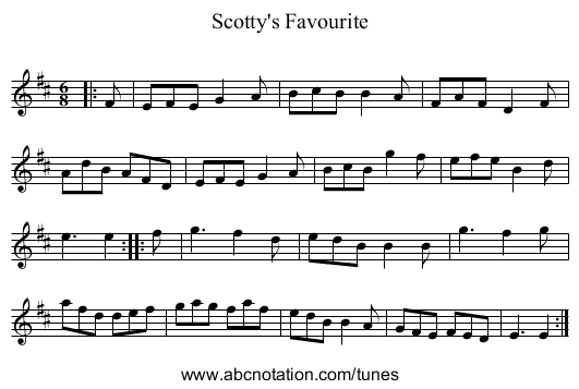 Scotty's Favourite - staff notation