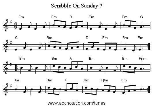 Scrabble On Sunday ? - staff notation