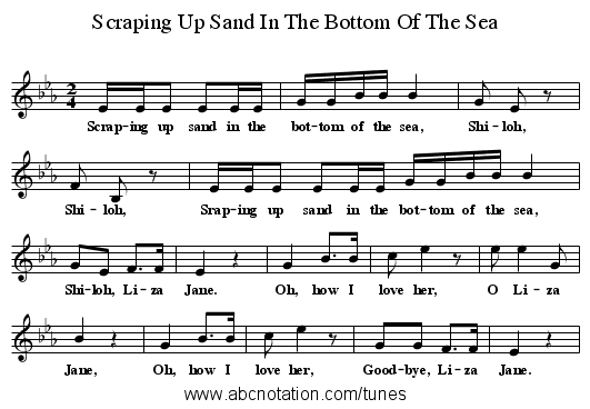Scraping Up Sand In The Bottom Of The Sea - staff notation