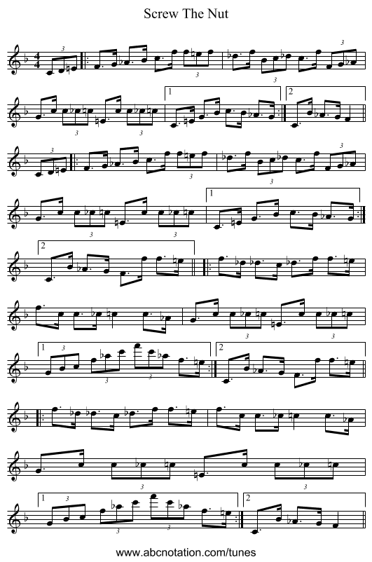 Screw The Nut - staff notation