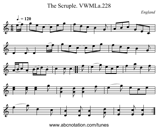 Scruple. VWMLa.228, The - staff notation