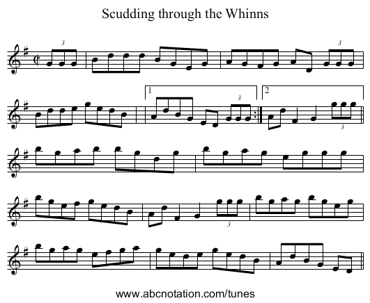 Scudding through the Whinns - staff notation
