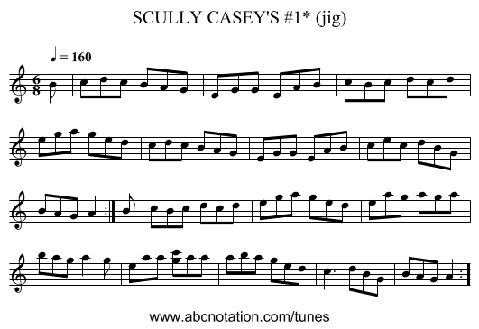 SCULLY CASEY'S #1* (jig) - staff notation