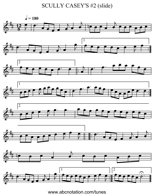 SCULLY CASEY'S #2 (slide) - staff notation