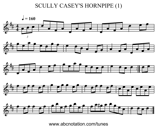 SCULLY CASEY'S HORNPIPE (1) - staff notation