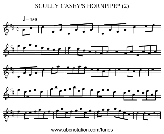 SCULLY CASEY'S HORNPIPE* (2) - staff notation