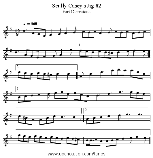 Scully Casey's Jig #2 - staff notation