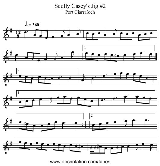 Scully Casey's Jig #2 - staff notation