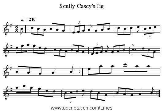 Scully Casey's Jig - staff notation