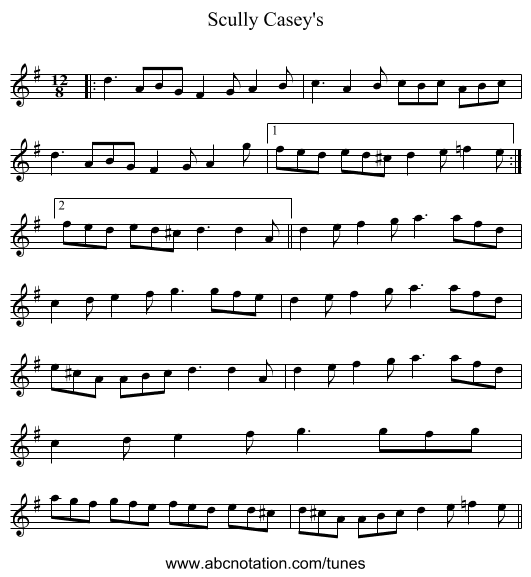 Scully Casey's - staff notation