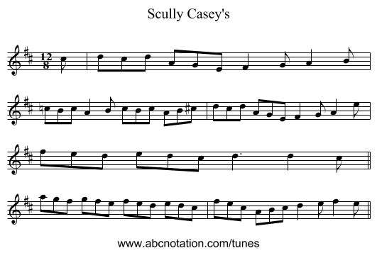 Scully Casey's - staff notation