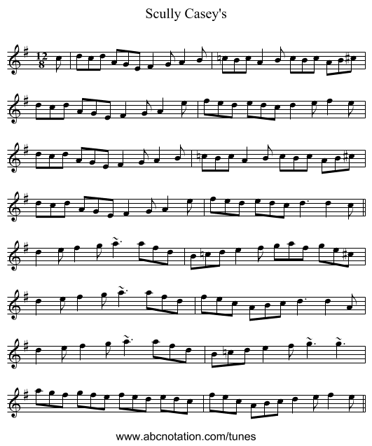 Scully Casey's - staff notation