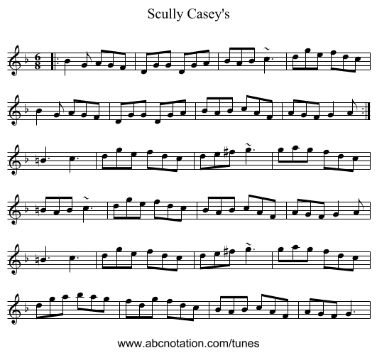 Scully Casey's - staff notation