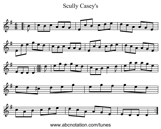 Scully Casey's - staff notation