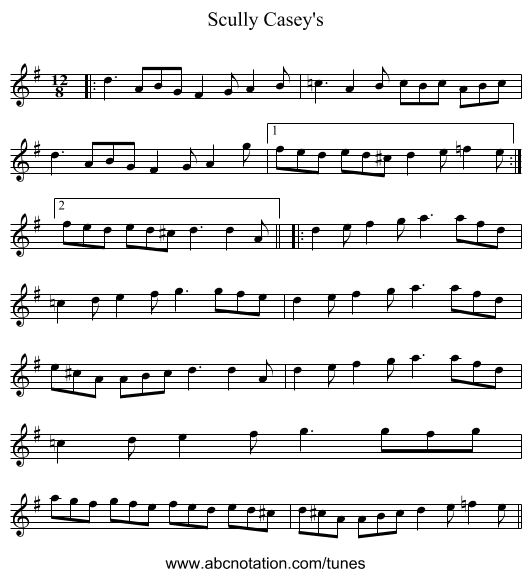 Scully Casey's - staff notation
