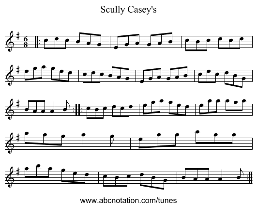 Scully Casey's - staff notation