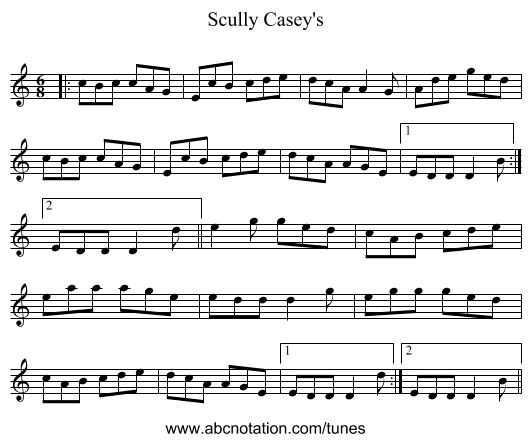 Scully Casey's - staff notation