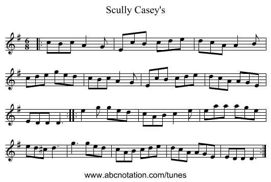 Scully Casey's - staff notation