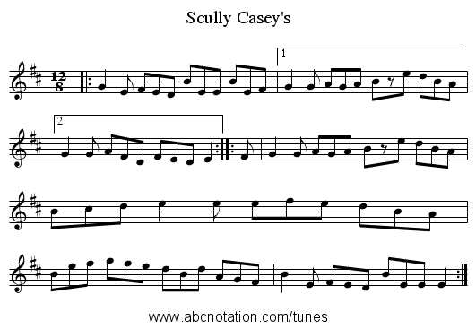 Scully Casey's - staff notation