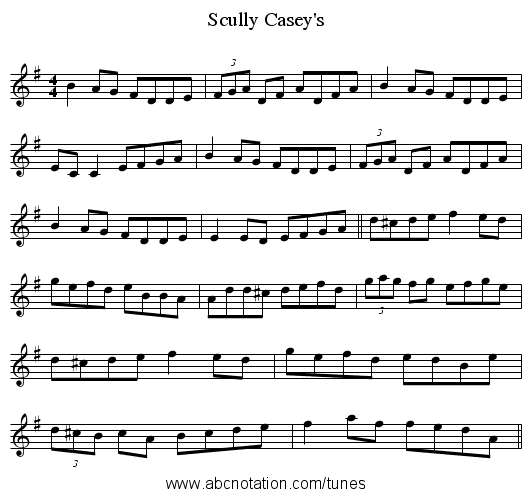 Scully Casey's - staff notation