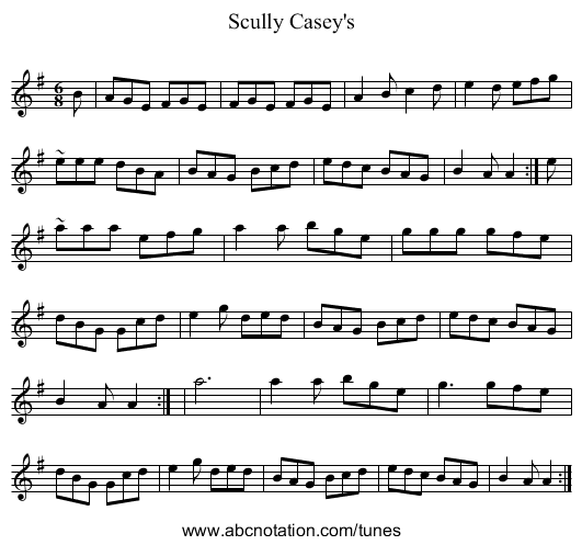Scully Casey's - staff notation