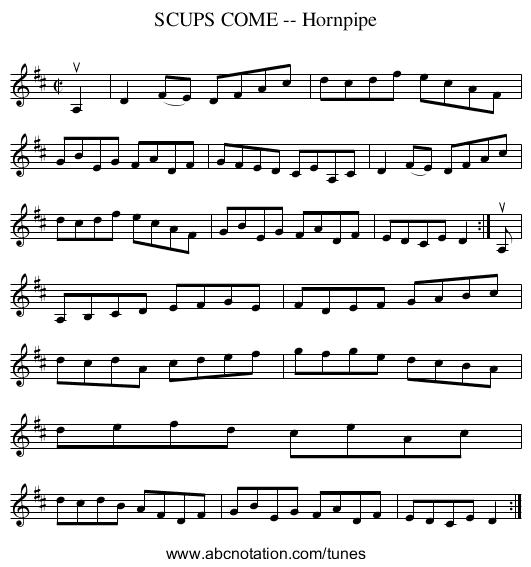 SCUPS COME -- Hornpipe - staff notation