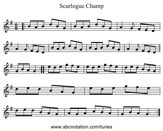 Scurlogue Champ - staff notation
