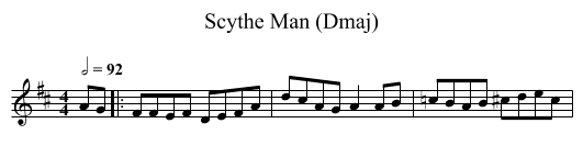 Scythe Man (Dmaj) - staff notation